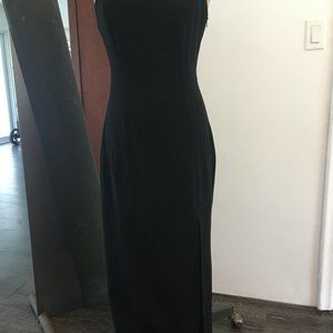 Vintage Long Black Dress w/ Sheer Back circa 1980